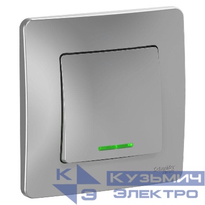 Выключатель 1-кл. СП Blanca 10А IP20 (сх. 1) 250В с подсветкой алюм. SE BLNVS010113