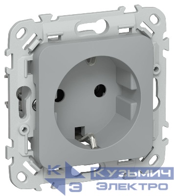 Розетка СП FLITE РС11-1-ФлС 16А с заземл. без защ. шторок безвинтовое крепление механизм сер. IEK FI-R11-16-1-K03