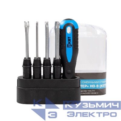 Набор отвертка со сменными стержнями "Мастер" НО-9 КВТ 78708