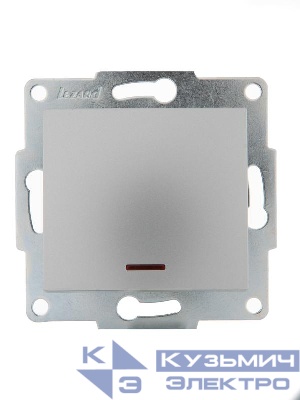 Выключатель 1-кл. 1п СП Karina 10А IP20 с подсветкой механизм матов. серебр. LEZARD 707-4388-111