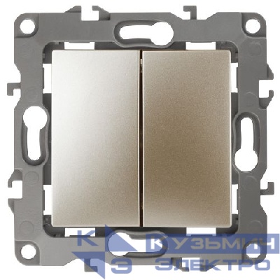 Выключатель 2-кл. СП Эра12 12-1104-04 10А IP20 250В 10AX механизм шампань Эра Б0014648