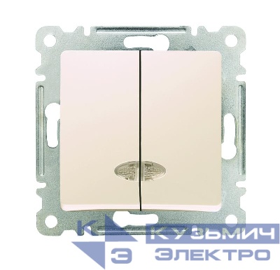 Выключатель 2-кл. СП Lillium IP20 с подсветкой механизм крем. Makel 30010023