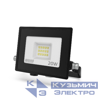 Прожектор светодиодный Elementary 20Вт IP65 6500К 1700лм PROMO G3 черн. GAUSS 613100320P