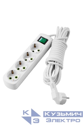 Удлинитель 4х5м с заземл. Letitia с выкл. LEZARD 721-0405-402