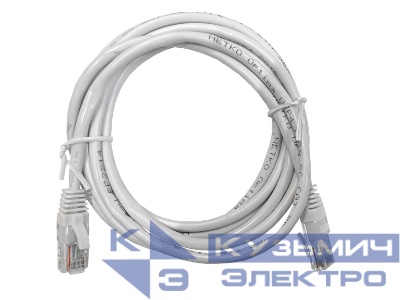 Патч-корд UTP4 cat 5e, 2,0м, ВС, LSZH, белый, литой коннектор NETKO Optima