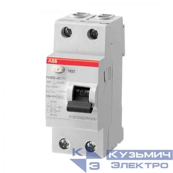 Выключатель дифференциального тока (УЗО) 2п 40А 300мА тип AC FH202AC-40/0.3 2мод. ABB 2CSF202003R3400