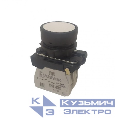 Выключатель кнопочный КМЕ-4110м-Л УХЛ3 1НО+НЗ 10А IP40 24В толкатель цилиндрический с индикацией d посадочного отверст. 22мм бел. ЭЛЬКОМ A8012-02839527