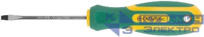 Отвертка "Контур" CrV сталь прорезиненная ручка 4х75мм SL FIT 55201