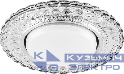 Светильник CD4024 15Вт GX53 встраив. без лампы со светодиод. подсветкой 20LEDх2835 SMD 4000К с драйвером в комплекте прозр. хром FERON 29538