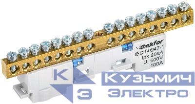 Шина нулевая N неизол. на универс. держ. 6х9-16-С TEKFOR IEK TF-NN10-16-DL-K07