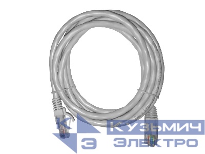 Патч-корд UTP4 rj45-rj45, cat.6, 2.0м, BC, LSZH, серый, литой коннектор NETKO Optima
