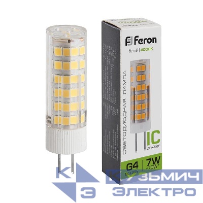 Лампа светодиодная LB-433 7Вт JCD 4000К G4 230В FERON 25864
