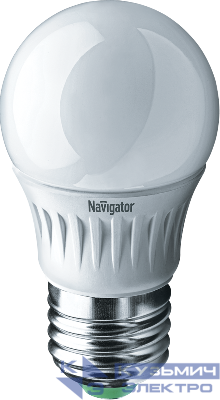 Лампа светодиодная 94 477 NLL-P-G45-5-230-2.7K-E27 5Вт шар 2700К тепл. бел. E27 330лм 176-264В Navigator 94477