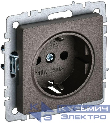 Розетка 1-м СП BRITE РС11-1-0-БрТБ 16А с заземл. без защ. шторки механизм бронза IEK BR-R11-16-K45