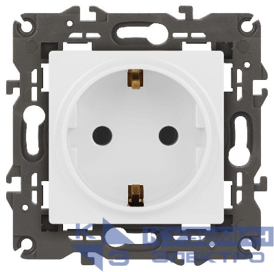 Розетка 1-м СП Эра Elegance 14-2101-01 16А IP20 16AX 250В 2P+E Schuko бел. Эра Б0034264