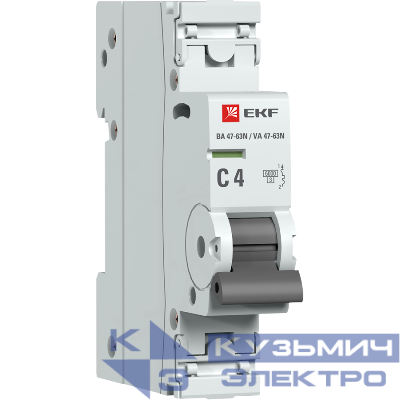 Выключатель автоматический модульный 1п C 4А 6кА ВА 47-63N PROxima EKF M636104C