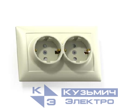 Розетка 2-м СП Селена РС16-372 16А IP20 с заземл. сл. кость Кунцево 8148
