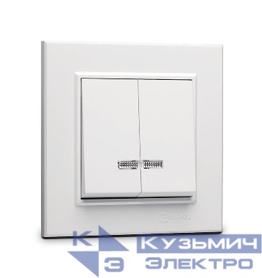 Выключатель 2-кл. СП Karea 10А IP20 с подсветкой бел. Makel 56001023