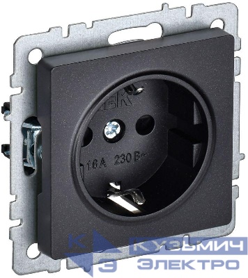 Розетка BRITE РС14-1-0-БрЧ 16А с заземл. защ. шторки механизм черн. IEK BR-R14-16-K02