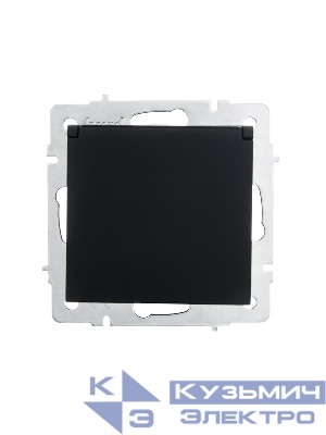 Розетка 1-м СП Vesna с заземл. с крышкой ПБТ механизм черн. бархат LEZARD 742-4288-123B