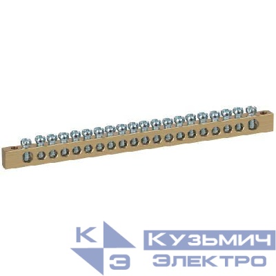 Шина NO-122-27 PEN земля-ноль 8х12мм 20/2 латунная крепеж по краям Эра Б0047242