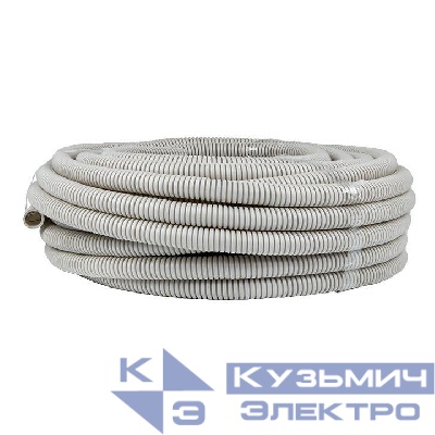 Труба гофрированная ПВХ d25мм с протяжкой сер. (уп.25м) Plast PROxima EKF tg-z-25-25n