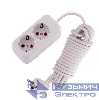 Удлинитель 2х5м с заземл. 16А IP20 Lila с выкл. LEZARD 720-0205-201