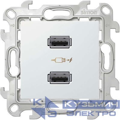 Розетка USB 2-м Simon 24 механизм бел. Simon 2411096-030