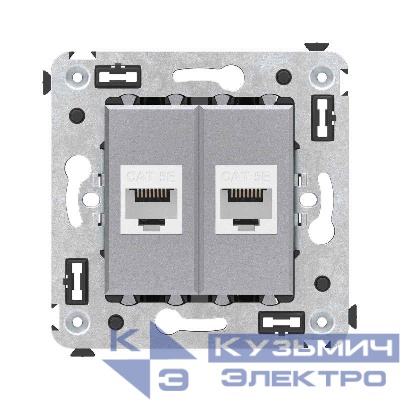 Розетка компьютерная 2-м СП Avanti "Закаленная сталь" RJ45 кат.5E без шторок механизм DKC 4404664