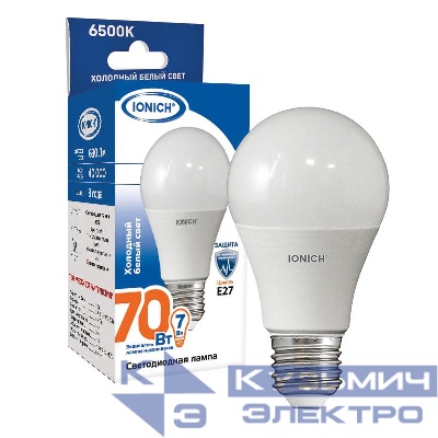 Лампа светодиодная ILED-SMD2835-A55-7-630-230-6.5-E27 A55 7Вт E27 6500К холод. бел. IONICH 1621