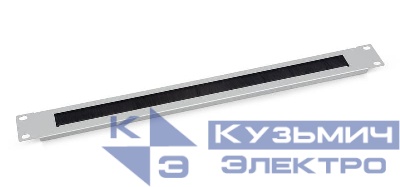 Органайзер кабельный горизонтальный 19дюйм 1U SH-J004A-GY с щеточным вводом метал. Сер. (RAL7035) Cabeus 7077c