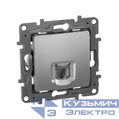 Розетка телефонная 1-м СП Etika RJ11 механизм алюм. IEK 672440