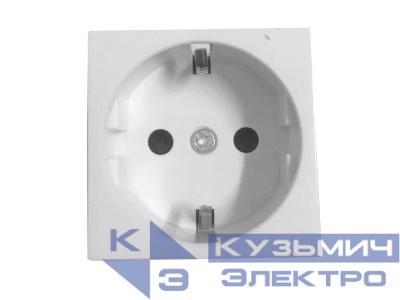 Розетка модульная 220В, с з/к и шторками 45х45мм, белая F7 (серия F)