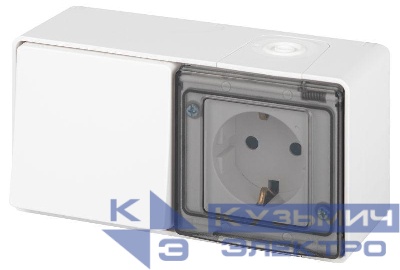 Блок розетка с выключателем Эксперт 11-7501-01 IP55 16А (10AX)-250В ОУ бел. Эра Б0063288