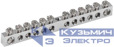 Шина PEN "земля-ноль" 6х9мм 12/1 Ni (12групп/крепеж по центру) IEK YNN10-12-100-N