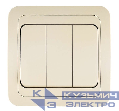 Выключатель 3-кл. 3п СП Mimoza 10А IP20 крем./крем. Makel 25091