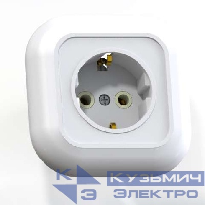 Розетка 1-м СП Валентина РС16-635 16А IP20 с заземл. бел. Кунцево 7653