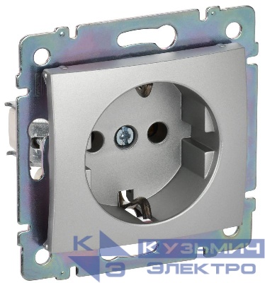 Розетка 1-м СП Valena 16А IP21 2P+E с заземл. защ. шторки немецк. стандарт механизм алюм. (DIY-упак.) IEK 694343