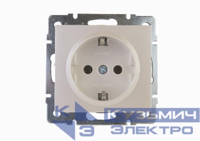 Розетка 1-м СП Rain 16А IP20 с заземл. керамика механизм жемчуж./бел. перламутр. LEZARD 703-3088-122