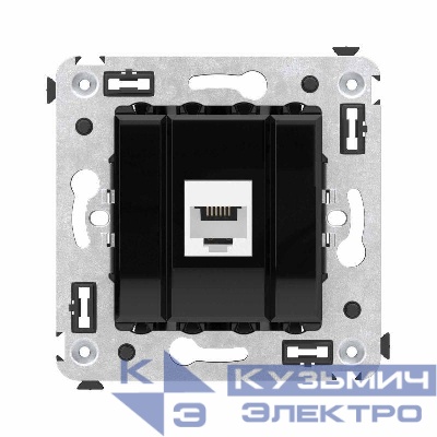 Розетка телефонная 1-м СП Avanti "Черный квадрат" RJ12 без шторок механизм DKC 4402613