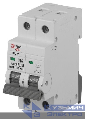 Выключатель автоматический 2п D 16А 4.5кА ВА47-63 PRO ЭРА Б0059463