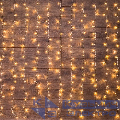 Гирлянда светодиодная "Светодиодный Дождь" 3х2м 240LED тепл. бел. с контроллером провод ПВХ прозр. Neon-Night 235-096