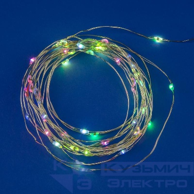 Гирлянда LED на батарейках ULD-S0500-050/DTB/3AA/RC RGB IP20 DEW 3AA (не в/к) 5м 50 диодов RGB свет пульт ДУ (в/к) Uniel UL-00007248