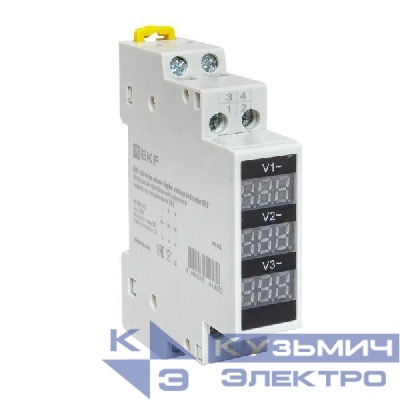 Индикатор напряжения модульный трехфазный цифровой EKF VDI-G33
