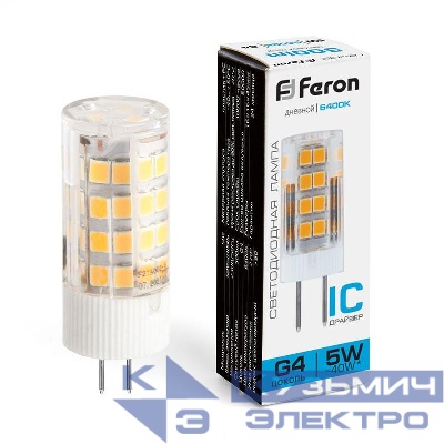 Лампа светодиодная LB-432 5Вт JCD 6400К G4 230В FERON 25862