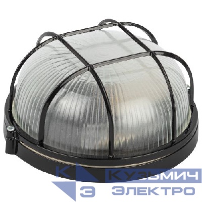 Светильник НБП 03-60-002 1х60Вт E27 IP54 акватермо алюм./стекло D176 круг черн. с решеткой Эра Б0063862
