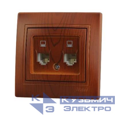 Розетка компьютерная 2-м СП Mira RJ45 сосна LEZARD 701-0801-141