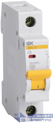 Выключатель автоматический модульный 1п C 6А 4.5кА ВА47-29 KARAT IEK MVA20-1-006-C