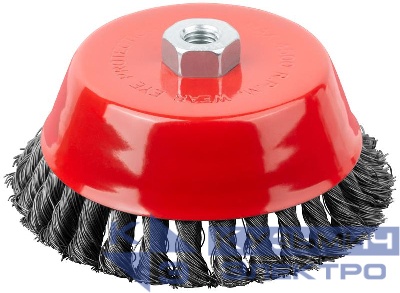 Корщетка-чашка гайка М14 стальная витая проволока 150мм FIT 39470
