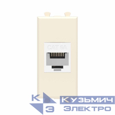 Розетка компьютерная 1мод. Avanti "Ванильная дымка" RJ45 кат.6A без шторок модульная механизм DKC 4405671